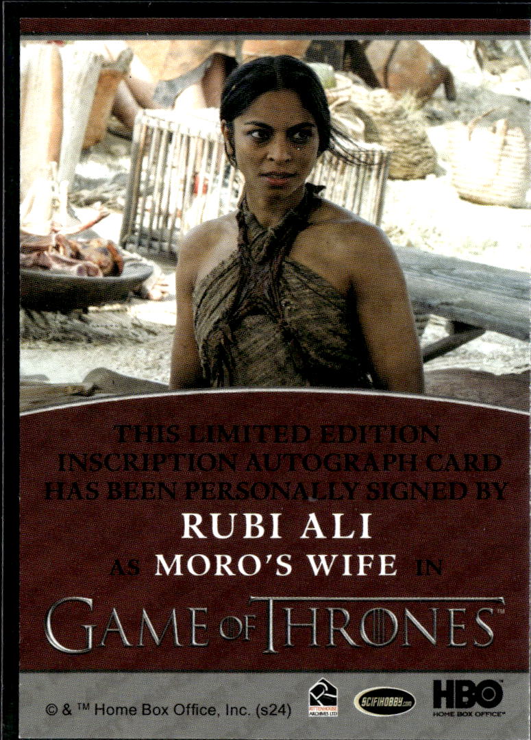 Rubi Ali as Moro's Wife Rittenhouse Game of Thrones Inscription Auto Autograph