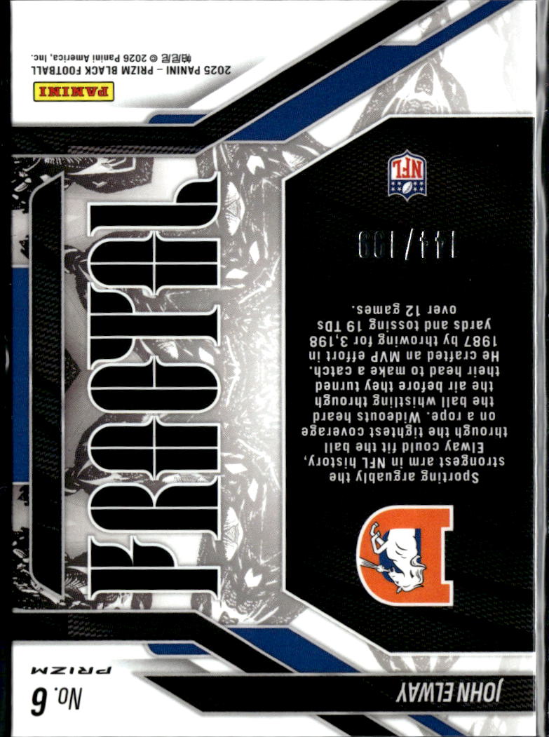 John Elway 20235 Prizm Black Fractal Blue Prizm 144/199 Denver Broncos