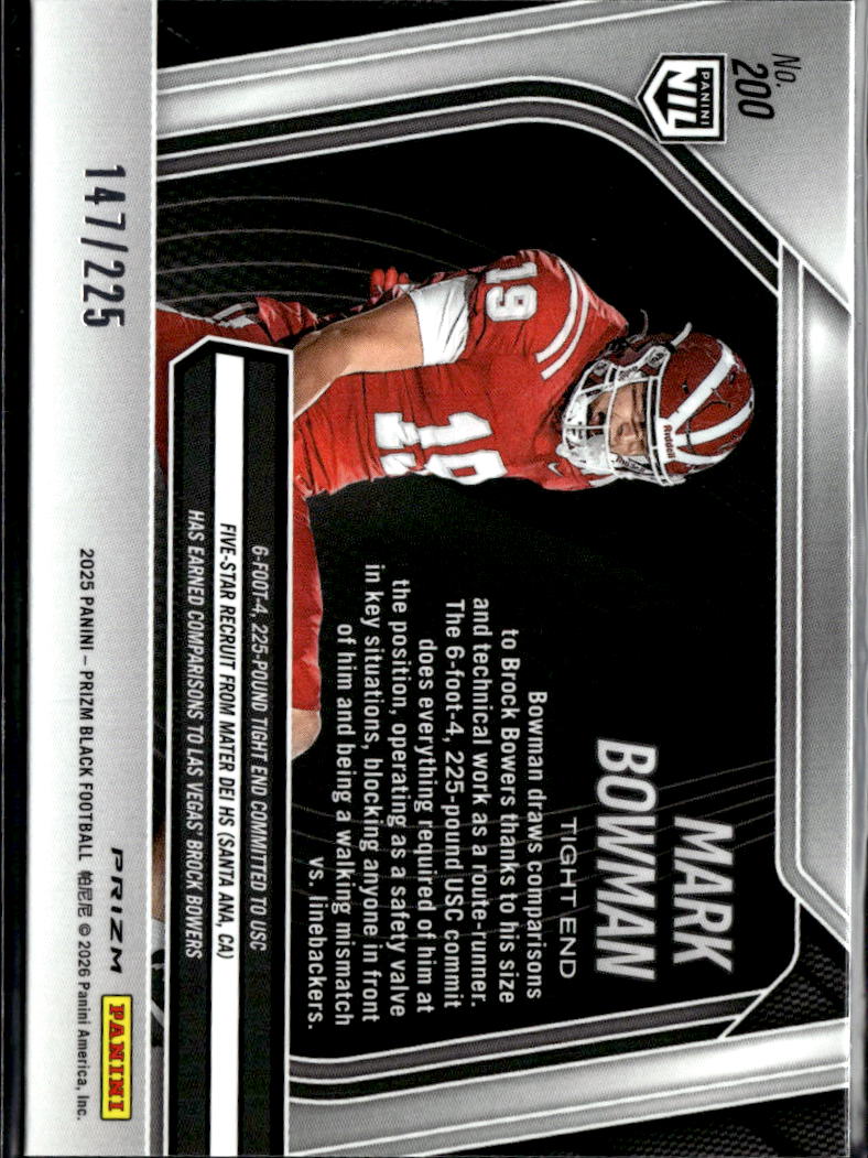 Mark Bowman 20265 Prizm Pigskin Leather Prizm Rookie 147/225 USC Trojans