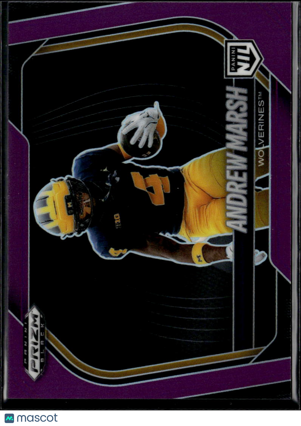 Andrew Marsh 2025 Prizm Black Purple Prizm RC Rookie 66/99 Michigan Wolverines