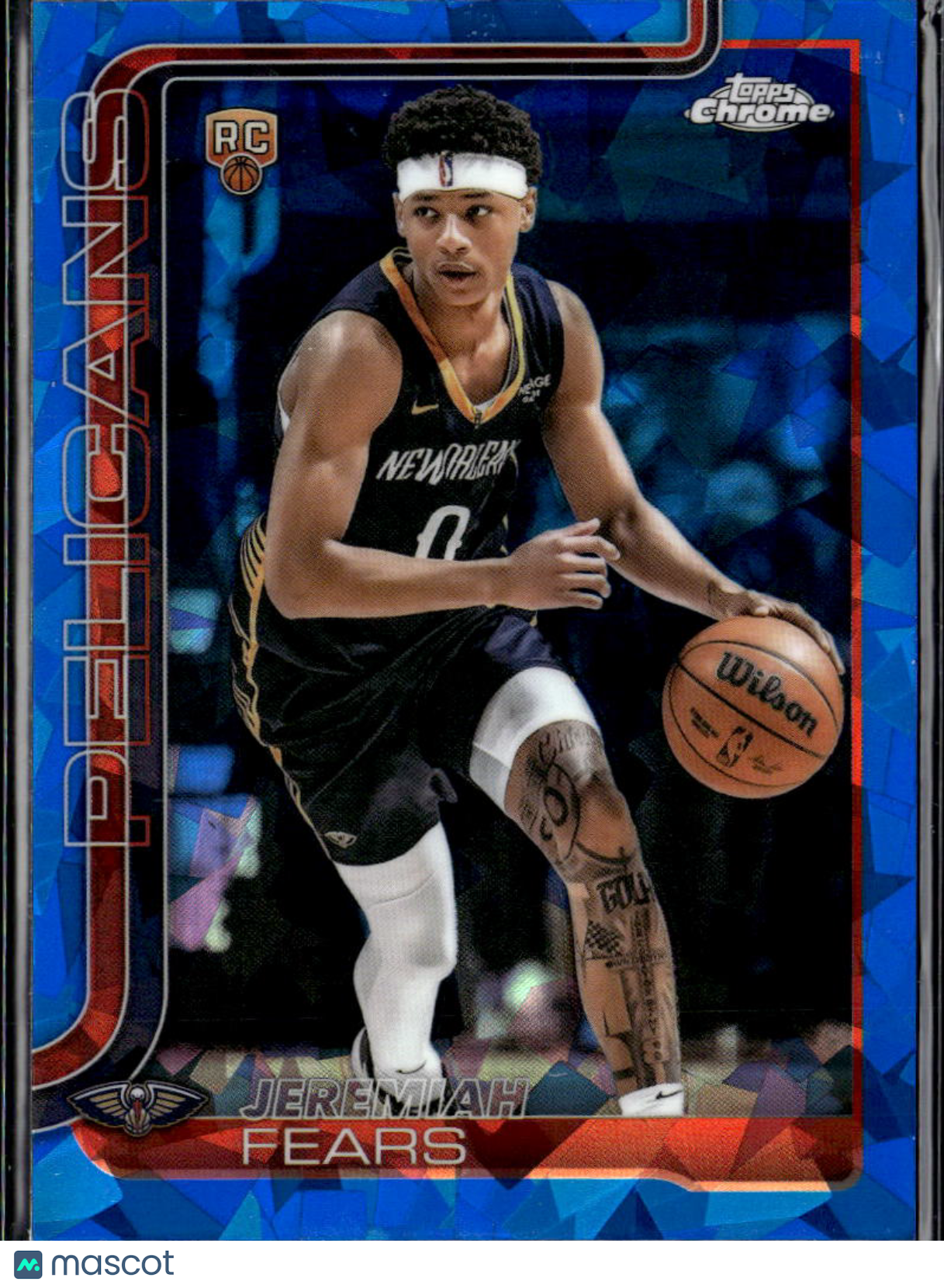 Jeremiah Fears 2025-26 Topps Chrome Blue Sapphire Rookie RC New Orleans Pelicans