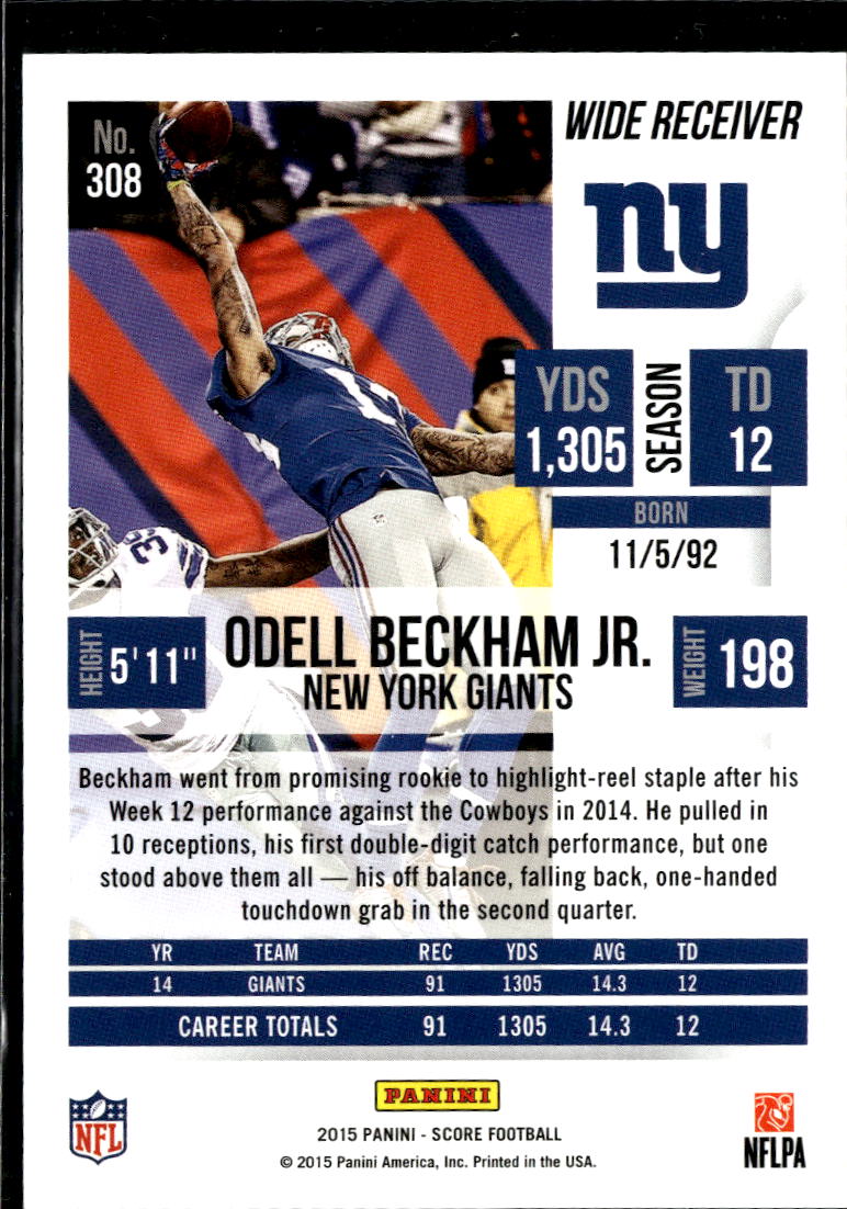 Odell Beckham Jr. 2015 Score Desert Camo The Catch Variation New York Giants