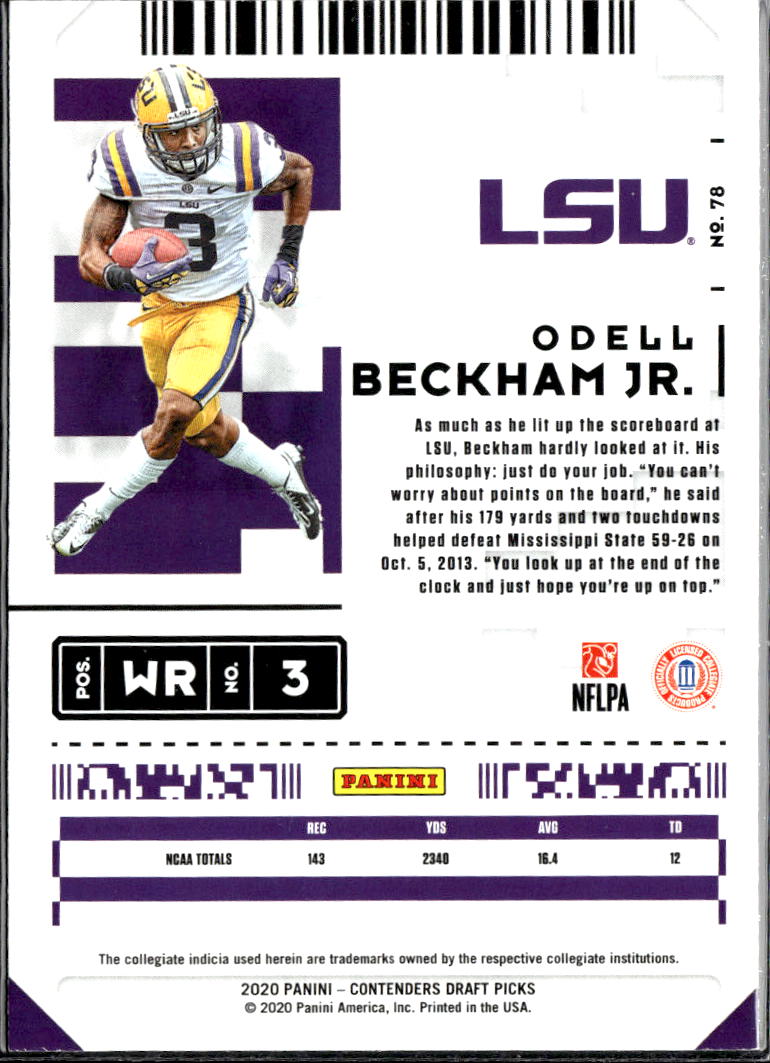 Odell Beckham Jr. 2020 Contenders Draft Galactic SSP CASE HIT LSU Tigers