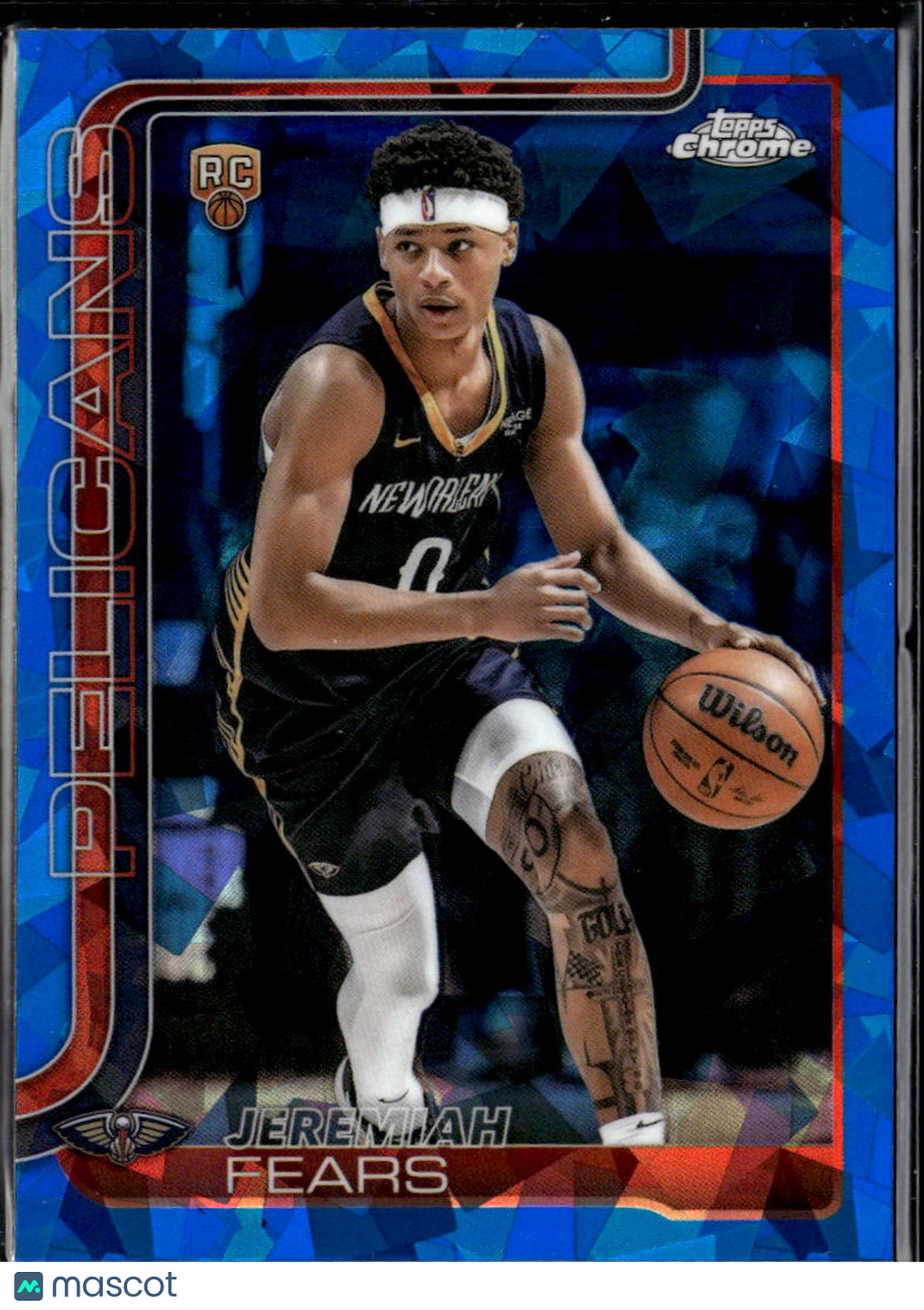 Jeremiah Fears 2025-26 Topps Chrome Blue Sapphire Rookie RC New Orleans Pelicans