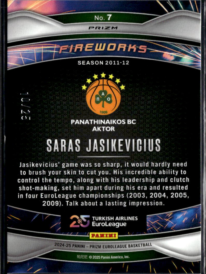Saras Jasikevicius 2025 Prizm Fireworks Green Pulsar 10/25 Aktor Athens