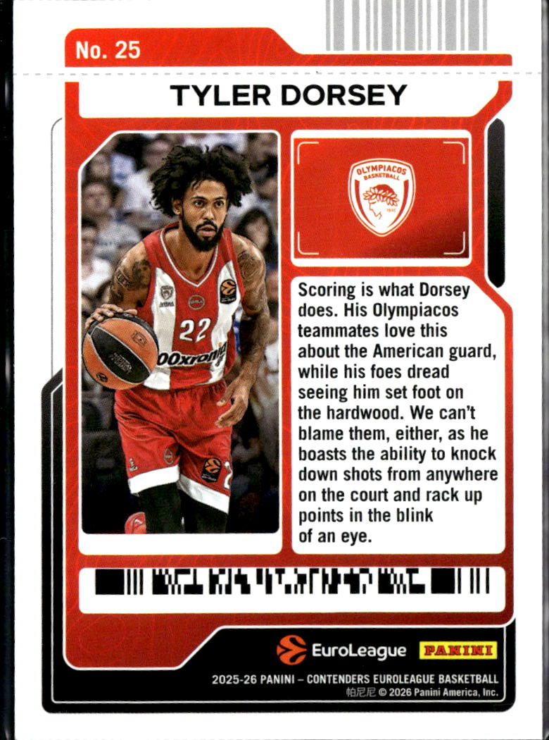 Tyler Dorsey 2025 Contenders Cracked Ice 18/25 Olympiacos