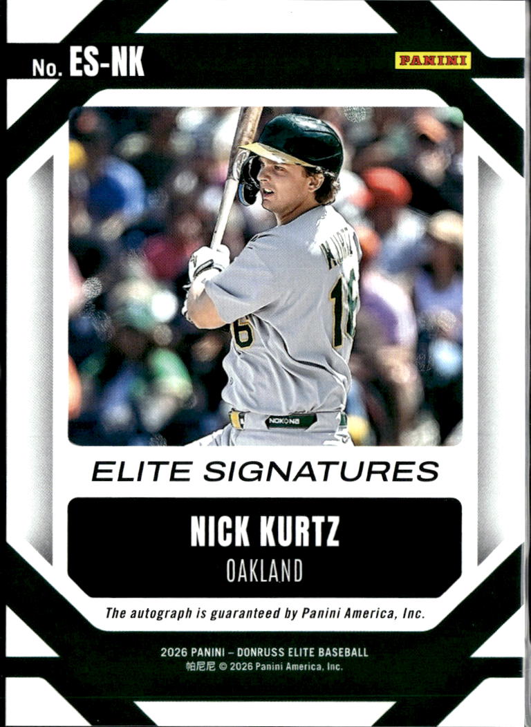 Nick Kurtz 2026 Elite Extra Edition Auto Autograph Oakland Athletics