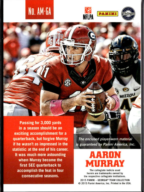 Aaron Murray 2015 Panini Balck Jersey Patch 9/10 Georgia Bulldogs