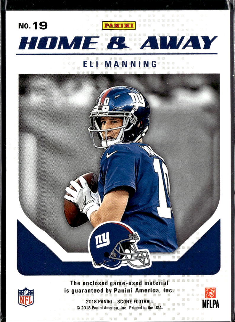 Eli Manning 2018 Score Home & Away Game Worn Jersey Patch New York Giants