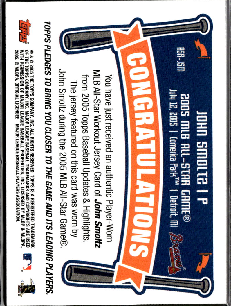 John Smoltz 2005 Topps All-Star Stitches Jersey Patch Atlanta Braves