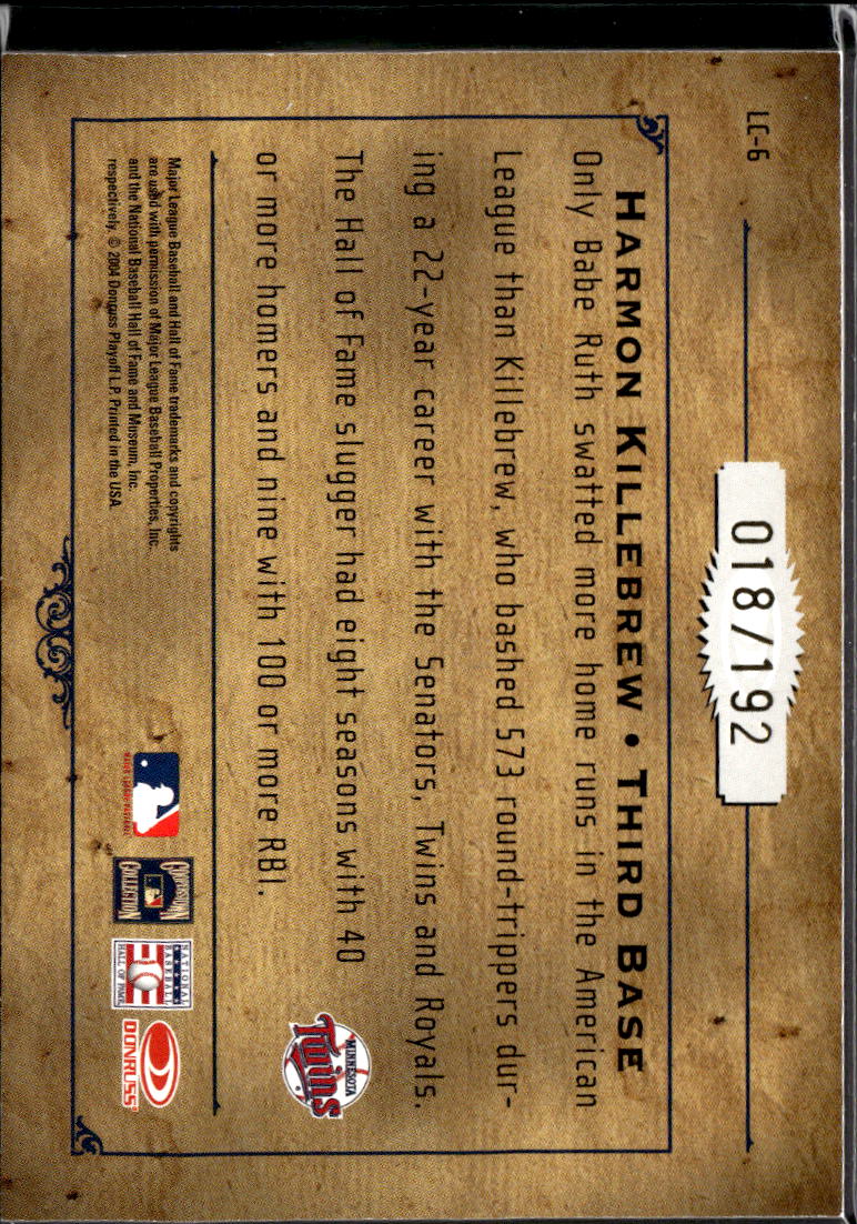 Harmon Killebrew 2004 Donruss Leather & Lumber Cuts Auto Autograph 18/192 Twins
