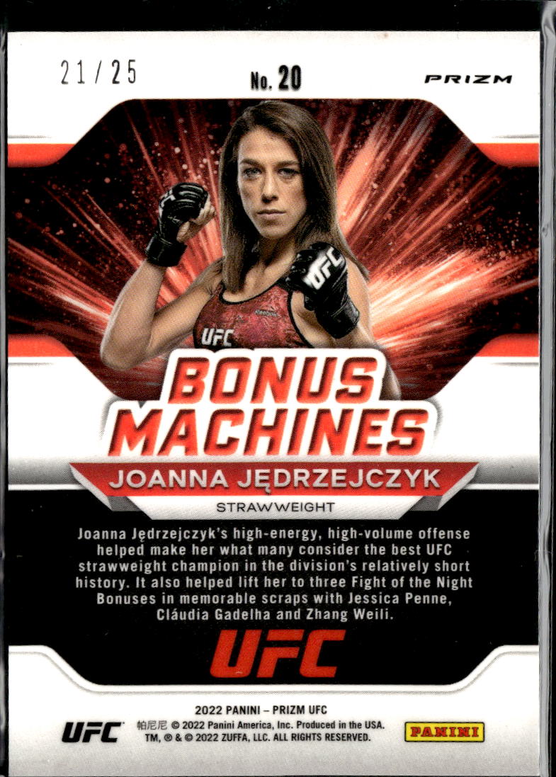 Joanna Jedrzejczyk 2022 Prizm UFC Bonus Machines Mojo Prizm 21/25
