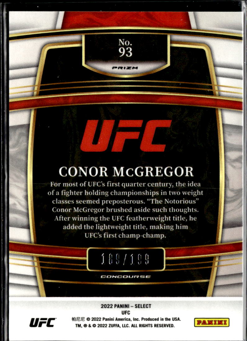 Conor McGregor 2022 Select Light Blue Prizm Concourse 189/199