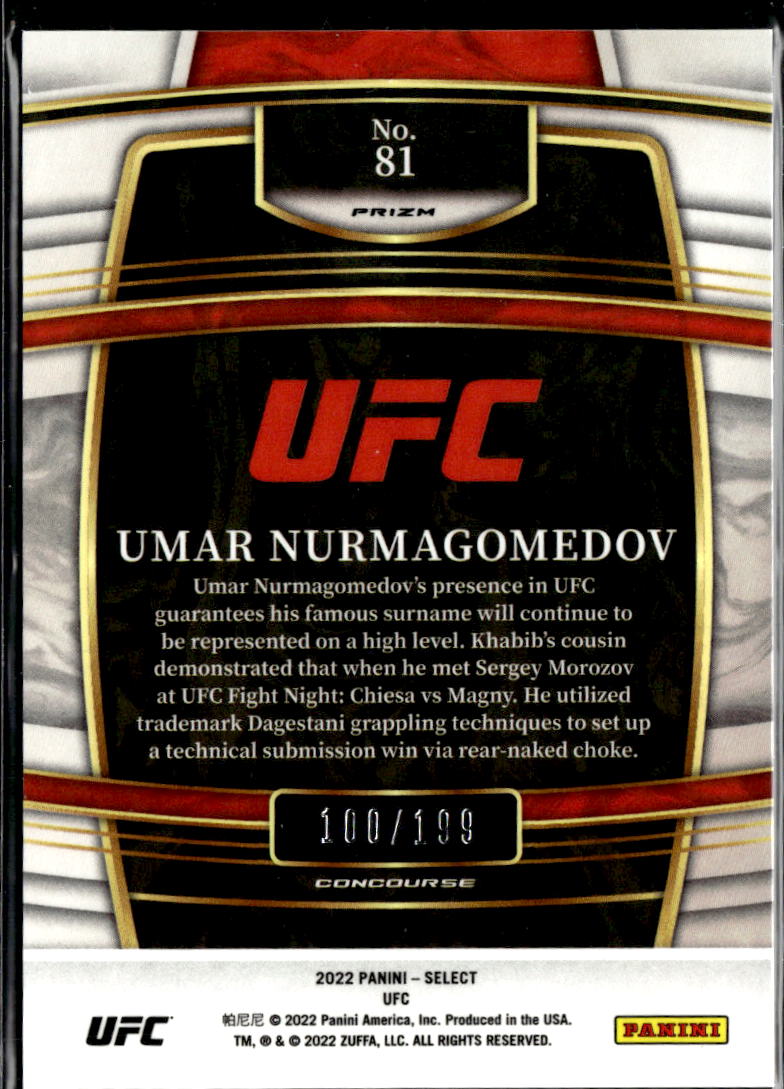 Umar Nurmagomedov 2022 Select UFC Concourse RC Light Blue Prizm 100/199