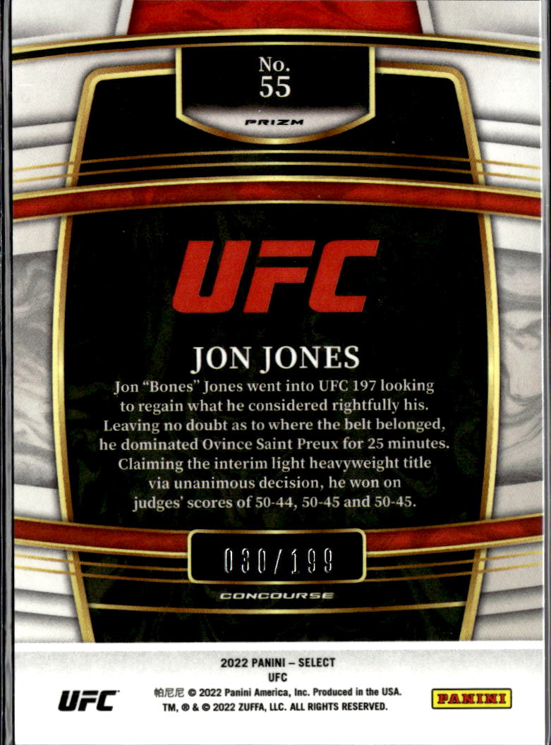Jon Jones 2022 Select UFC Concourse Light Blue Prizm 30/199