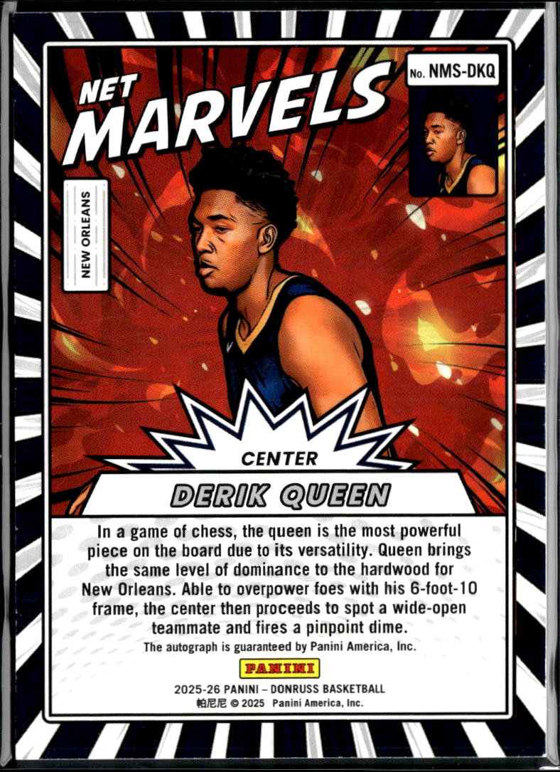 Derik Queen 2025 Donruss Net Marvels RC Auto Autograph 24/25 Pelicans