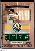Nick Swisher 2009 Topps Stardom Authentic Ticket Stub Bat 197/224 Athletics