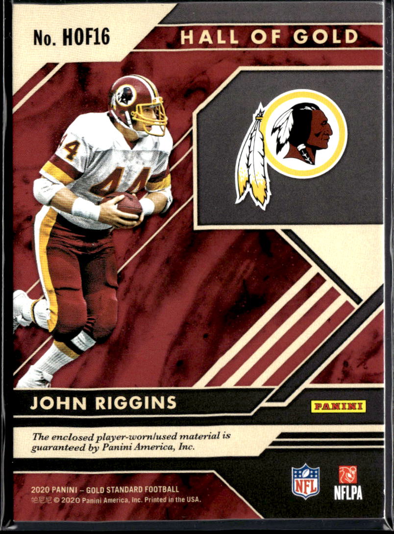 John Riggins 2020 Gold Standard Hall Gold Jersey Patch /199 Washington Redskins