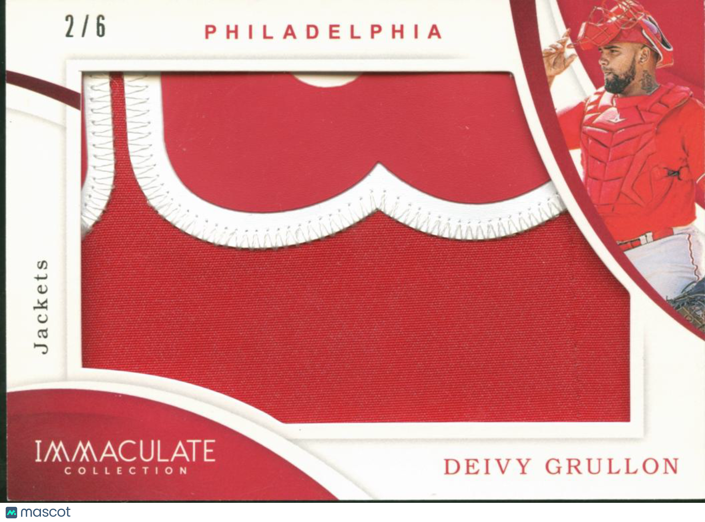Deivy Grullon 2020 Immaculate Jackets Patch SSP 2/6 Philadelphia Phillies