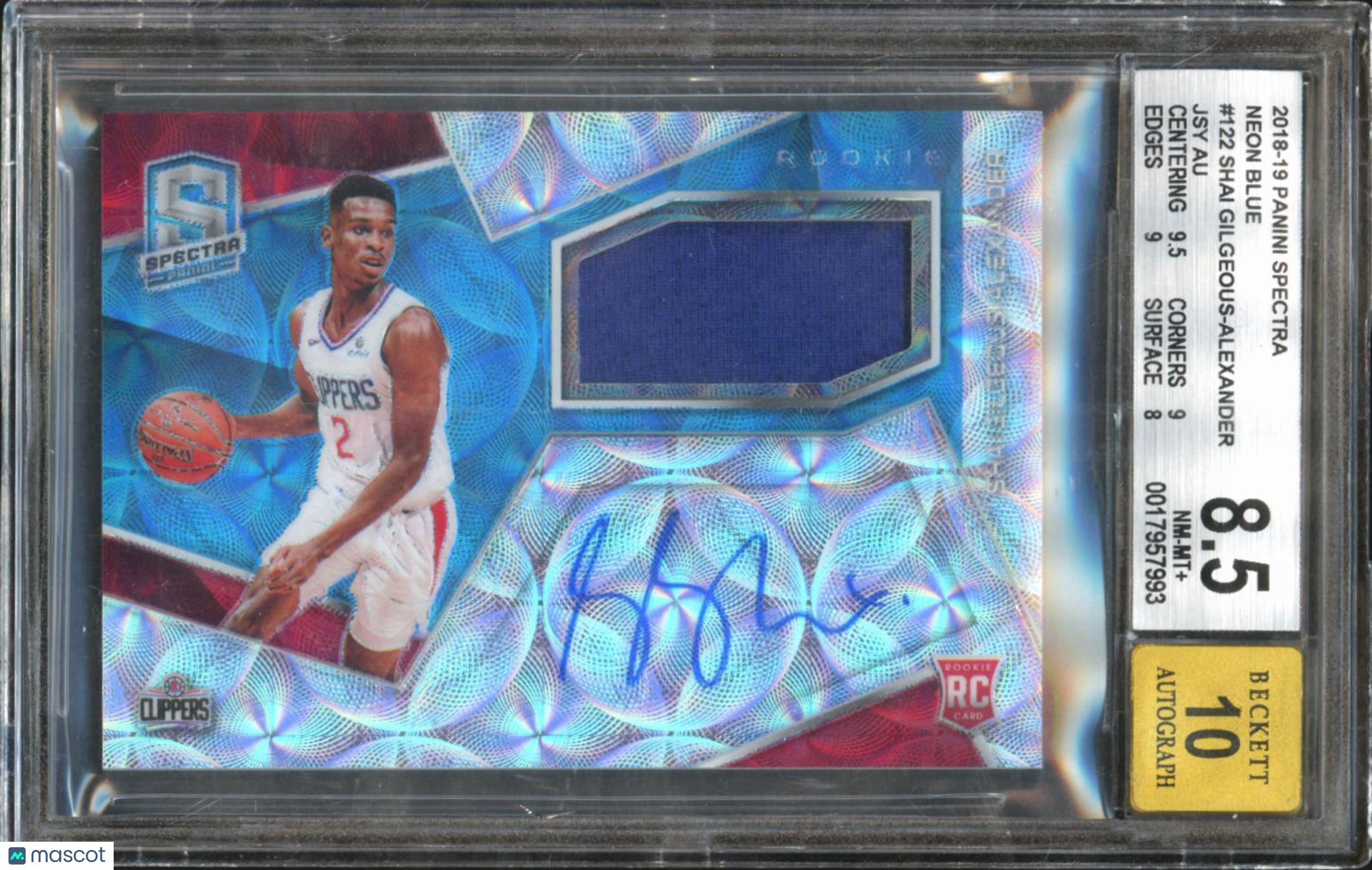 Shai Gilgeous-Alexander 2018-19 Spectra Autograph Patch RC Thunder /99 BGS 8.5