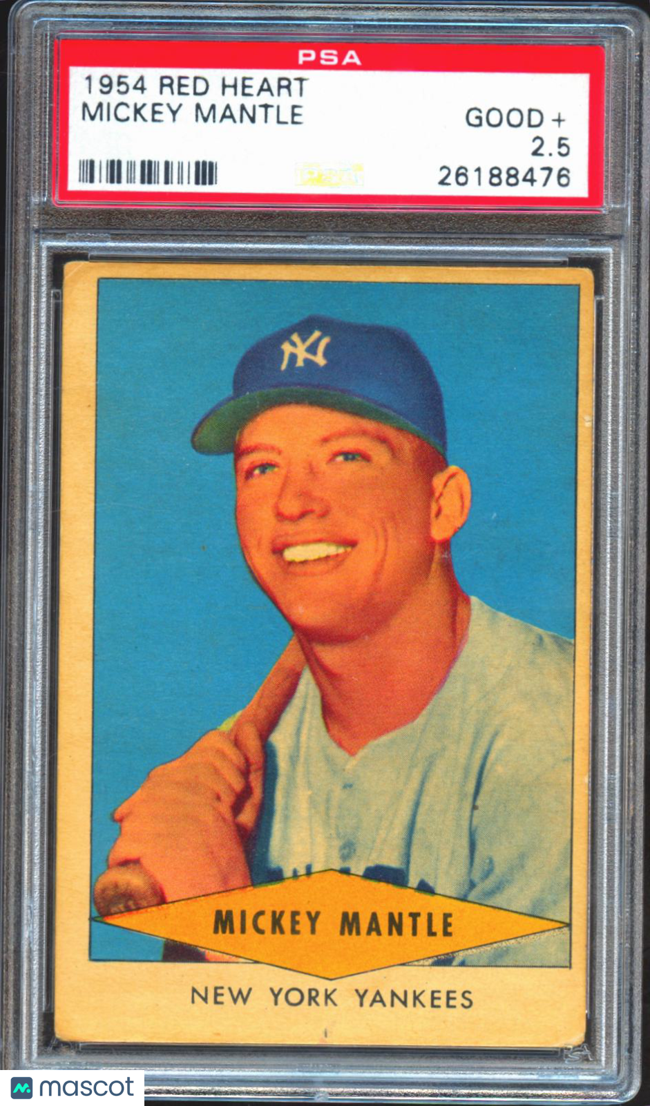 Mickey Mantle 1954 Red Heart Dog Food Card New York Yankees PSA 2.5