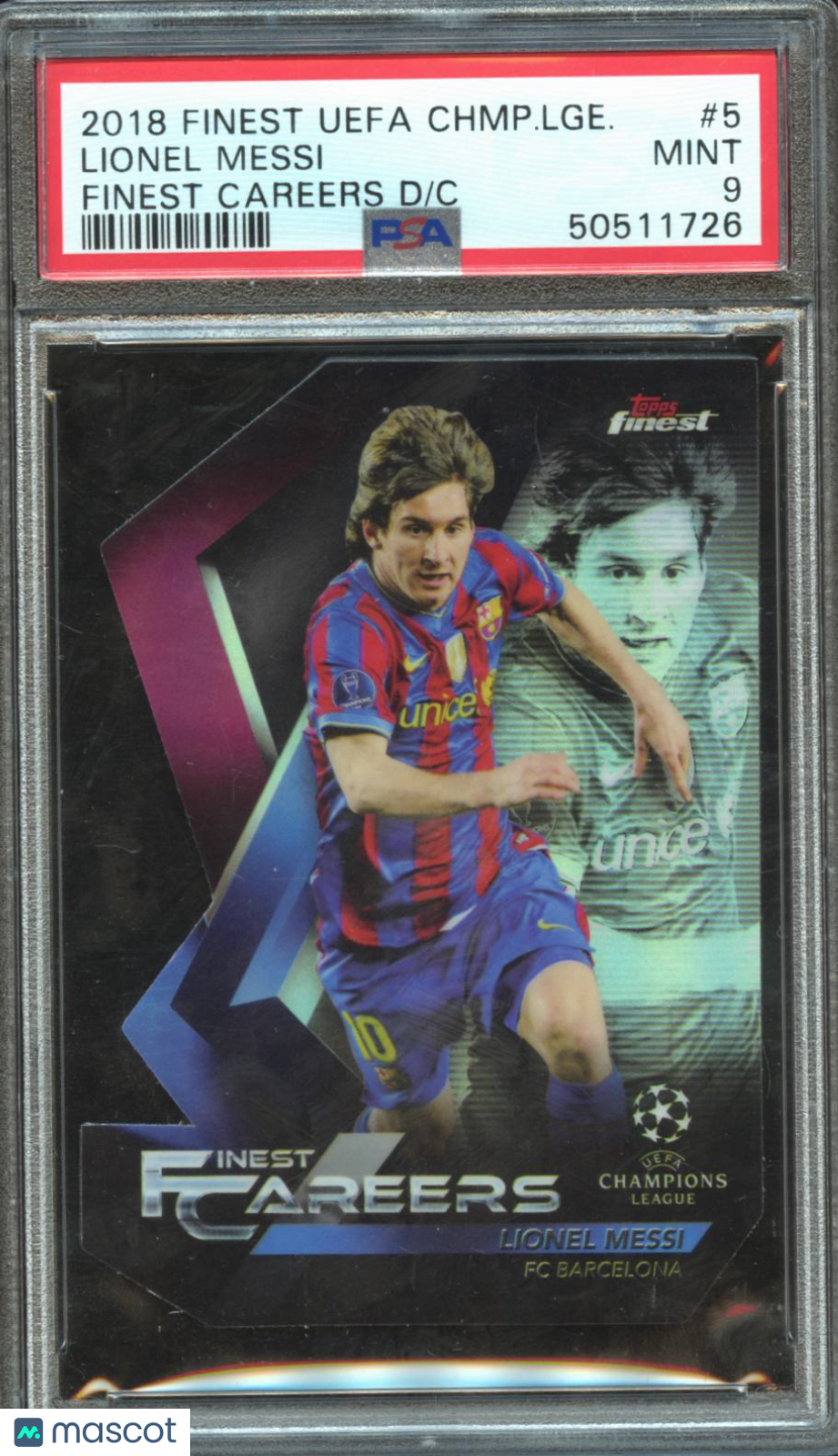 Lionel Messi 2018 Finest UEFA Champions Finest Careers Die-Cut Barcelona PSA 9