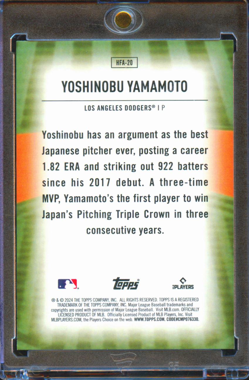 Yoshinobu Yamamoto 2024 Topps Home Field Advantage RC SSP Los Angeles Dodgers