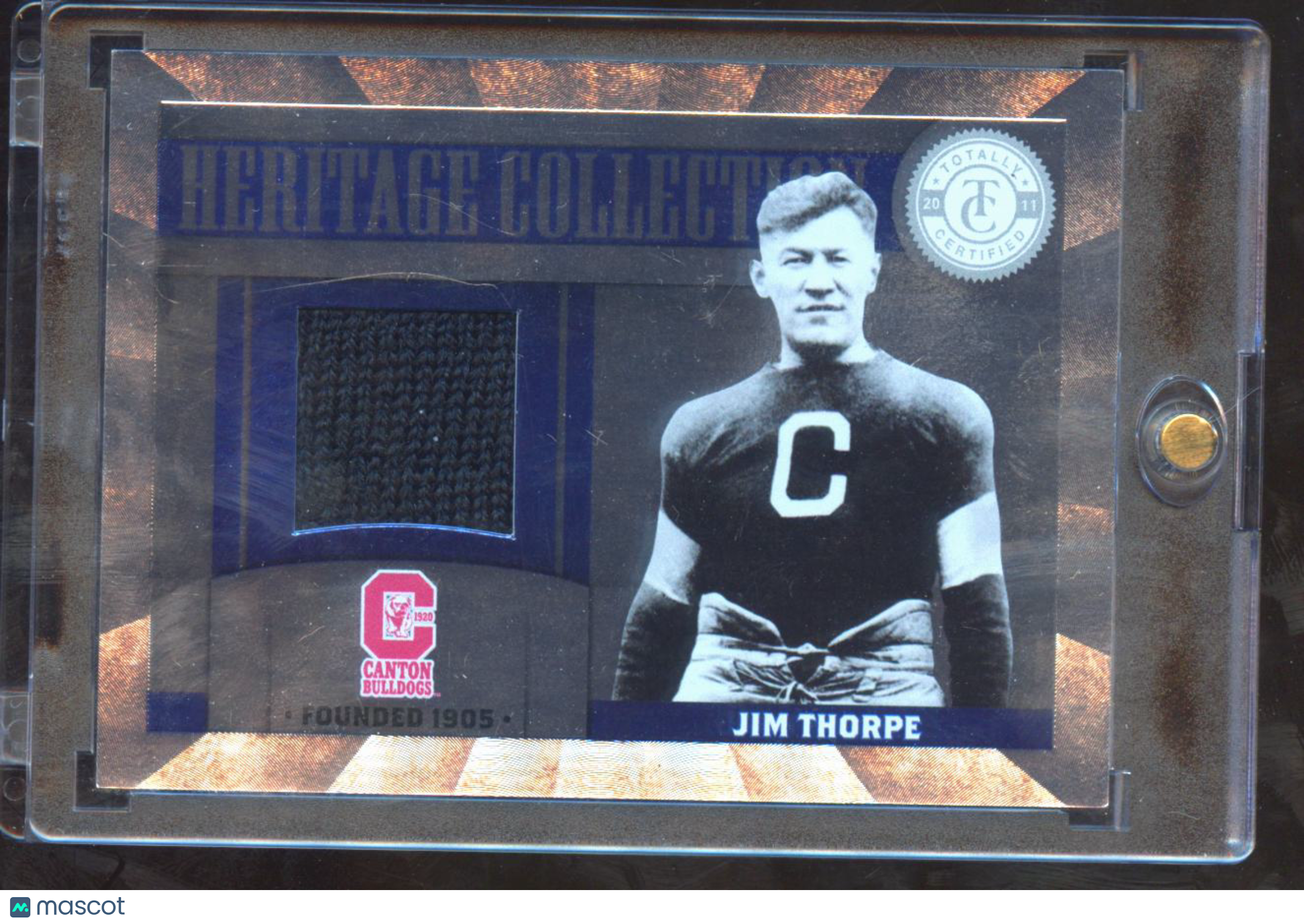 Jim Thorpe 2012 Totally Certified Game Worn Jersey Patch 47/100 Canton Bulldogs