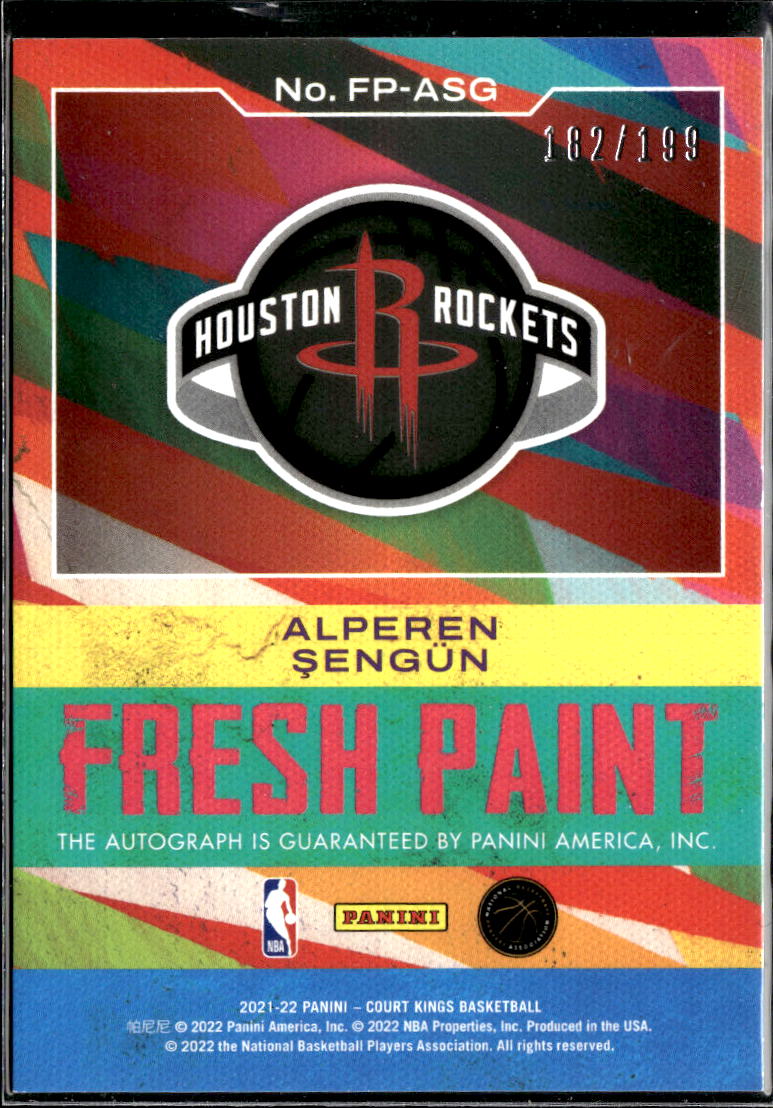 Alperen Sengun 2021-22 Court Kings Fresh Paint Auto Autograph RC 182/199 Rockets