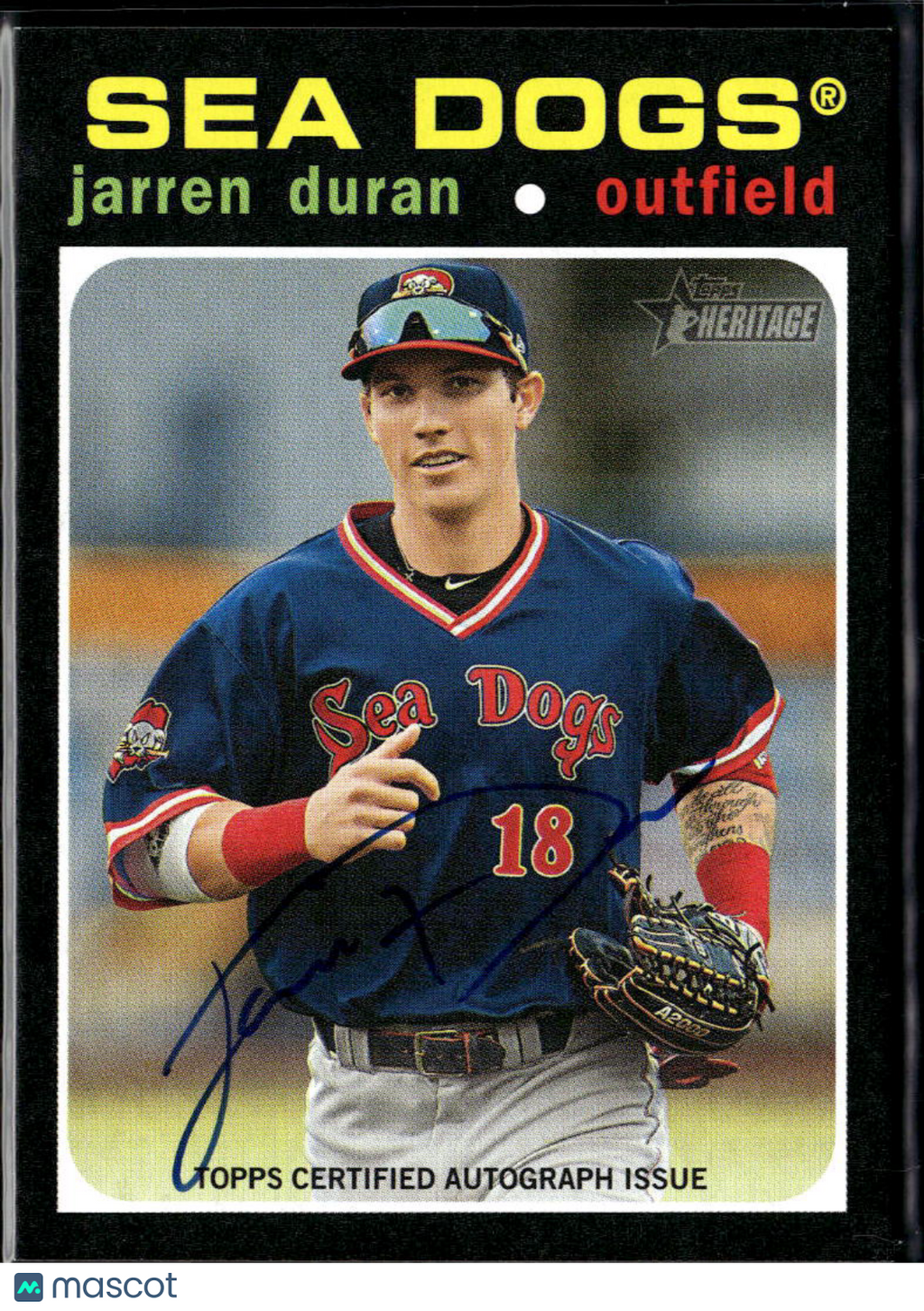 Jarren Duran 2020 Topps Heritage Minors Auto Autograph RC Red Sox Sea Dogs