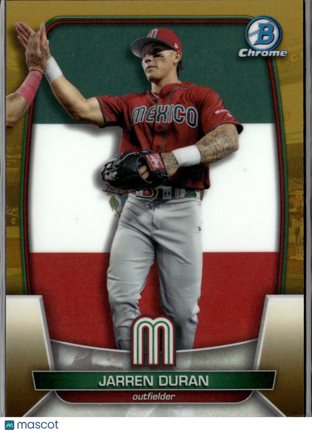 Jarren Duran 2023 Bowman Chrome World Baseball Classic Gold Refractor Mexico