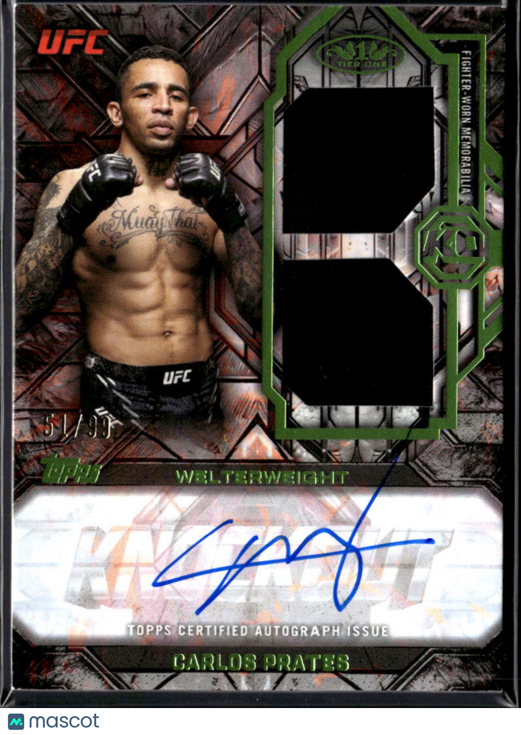 Carlos Prates 2026 Topps Knockout UFC Auto Autograph Patch 51/99 MMA