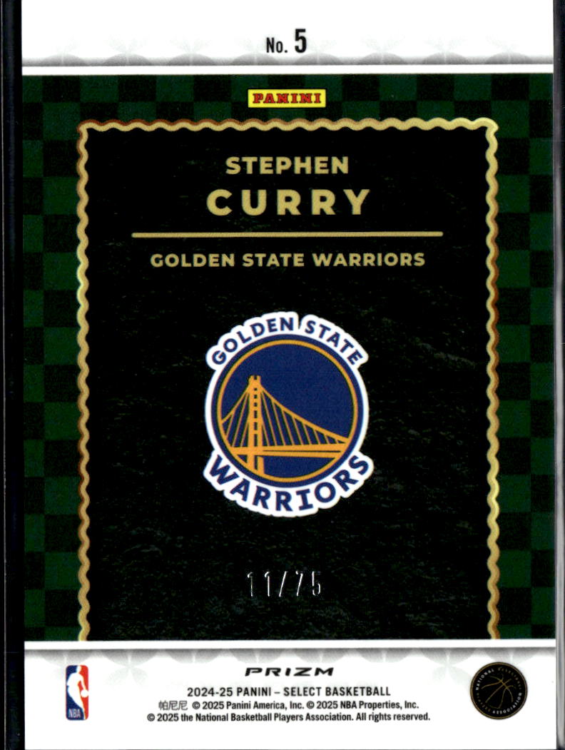 Stephen Curry 2024-25 Select Throwback Blue Prizm 11/75 Golden State Warriors