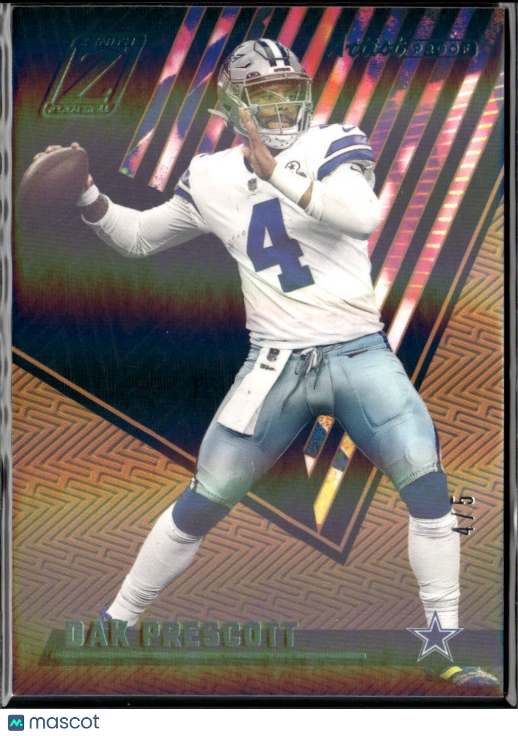 Dak Prescott 2021 Zenith Emerald Green Artist Proof 4/5 JERSEY NUMBER Cowboys