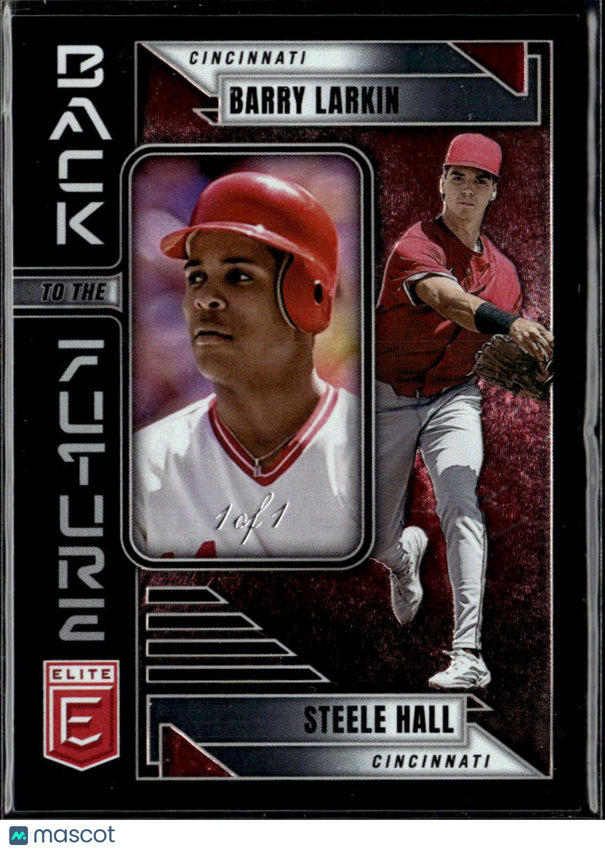 Steele Hall / Barry Larkin 2026 Elite Back to the Future Black RC 1/1 Reds