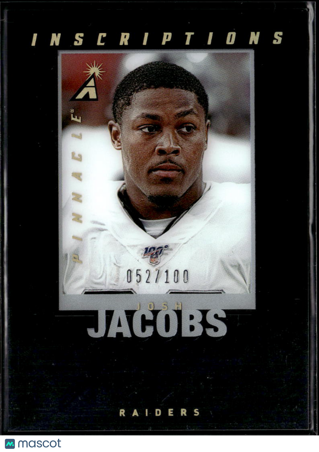 Josh Jacobs 2020 Pinnacle Inscriptions Auto Autograph 52/100 Las Vegas Raiders