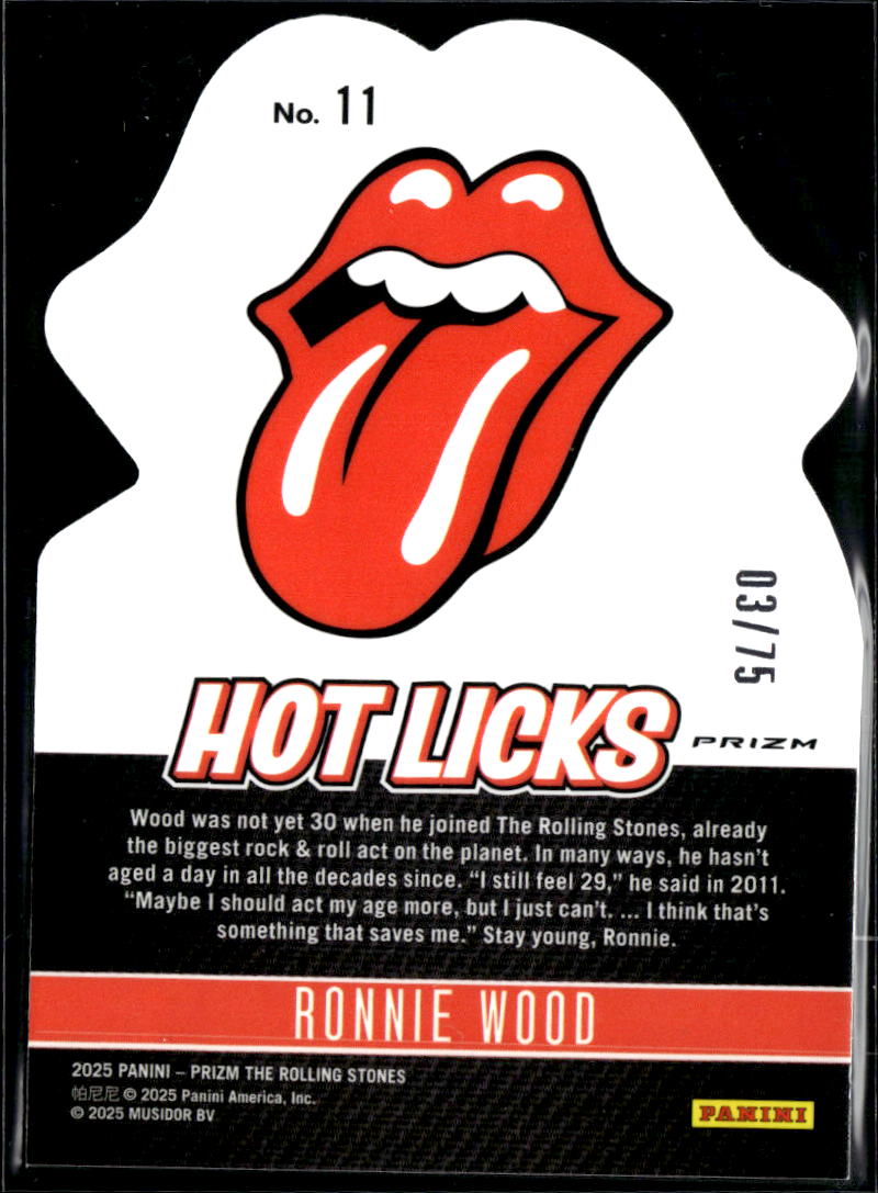 Ronnie Wood 2025 Prizm The Rolling Stones Hot Licks Blue Scope 3/75 #11
