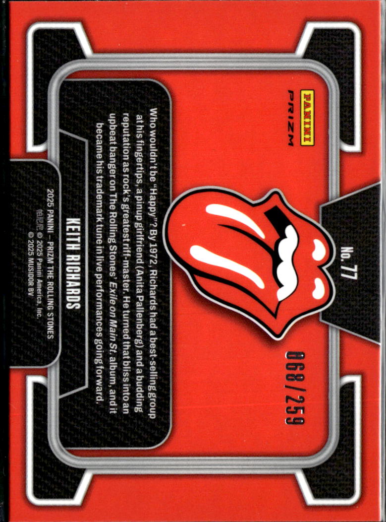 Keith Richard 2025 Prizm The Rolling Stones Orange Wave 68/259 #77