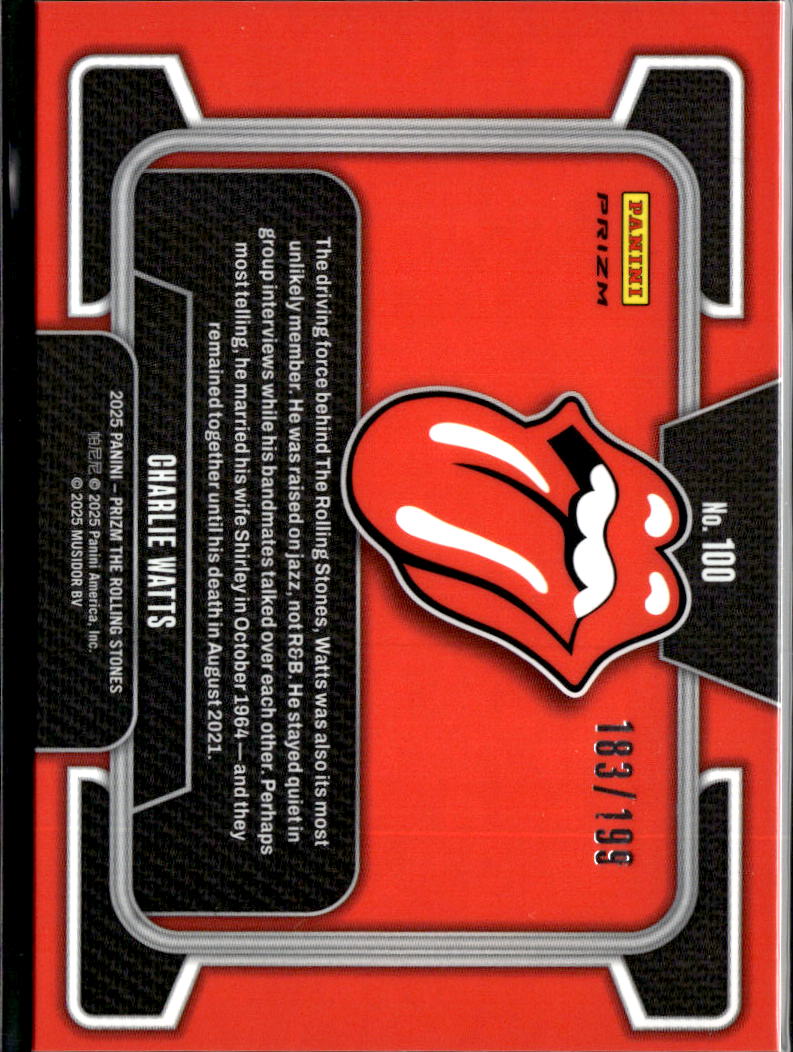 Charlie Watts 2025 Prizm The Rolling Stones Yellow Scope Prizm 183/199 #100