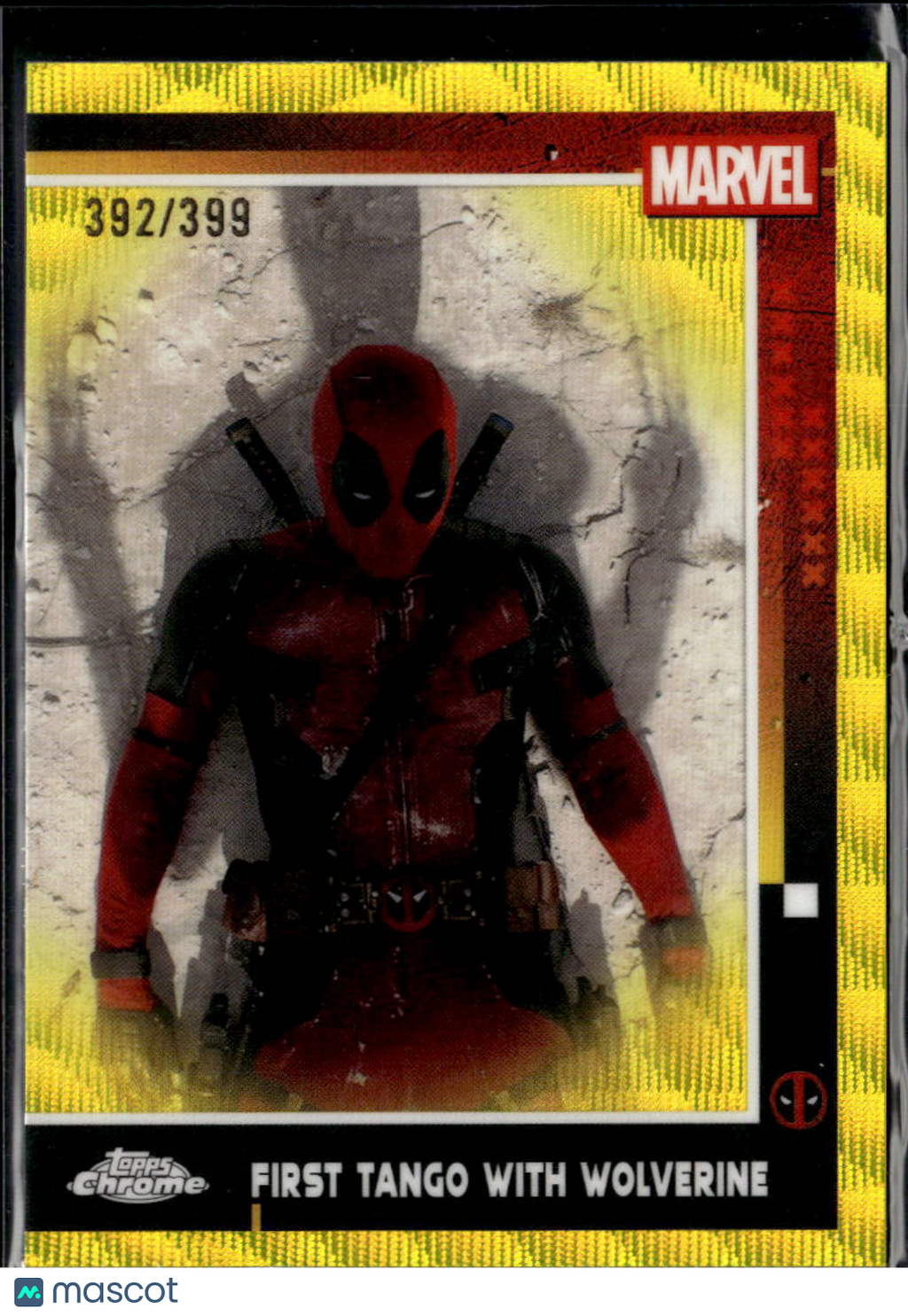 Deadpool 2025 Topps Chrome Deadpool Yellow Wave Refractor 392/399 #64