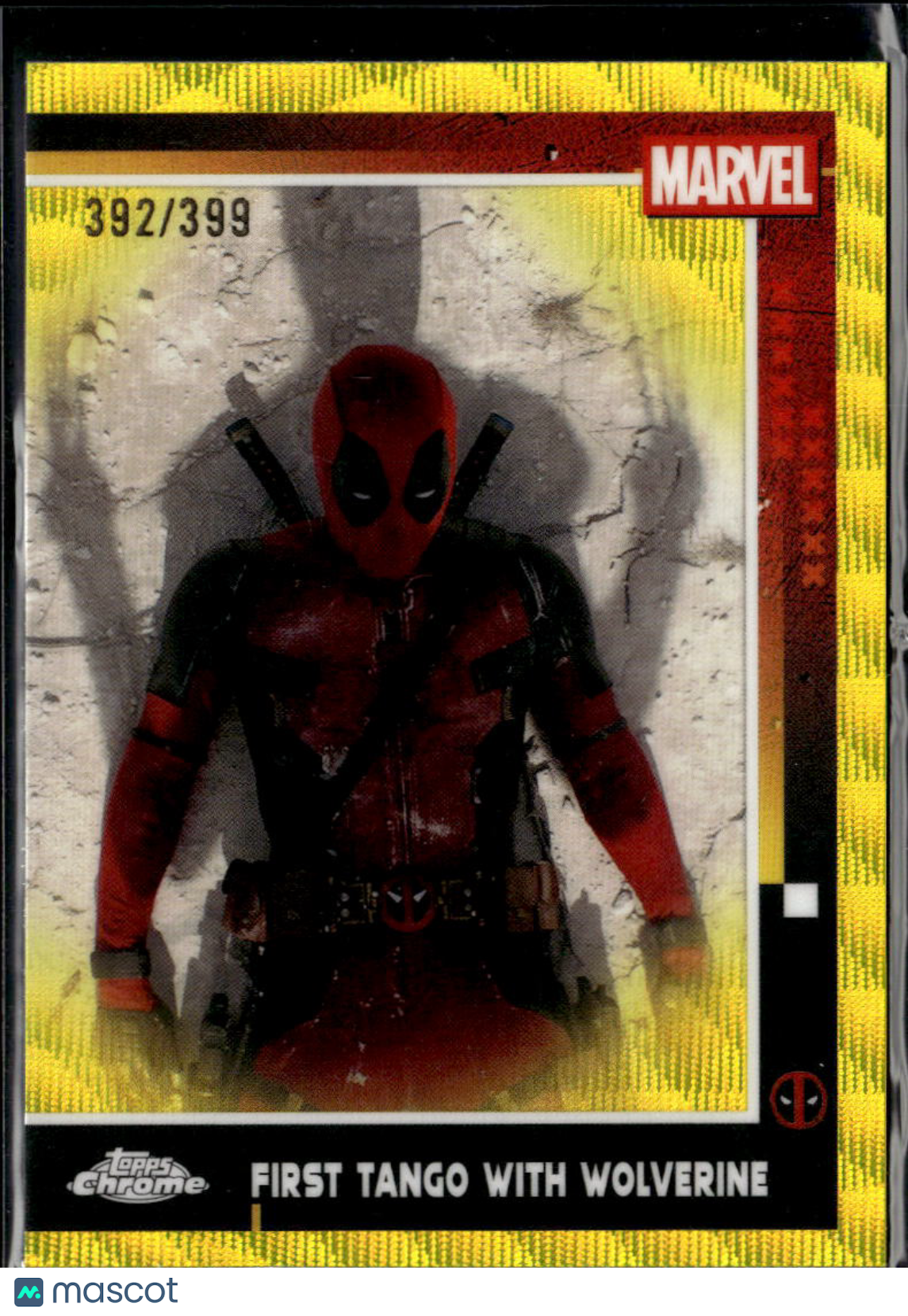 Deadpool 2025 Topps Chrome Deadpool Yellow Wave Refractor 392/399 #64