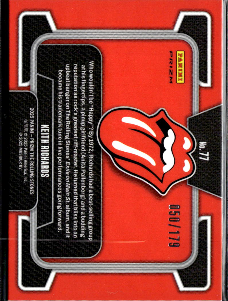 Keith Richards 2025 Prizm The Rolling Stones Black Red Checker Prizm 50/179 #77