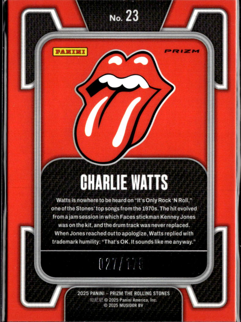 Charlie Watts 2025 Prizm The Rolling Stones Black Red Checker Prizm 27/128 #23