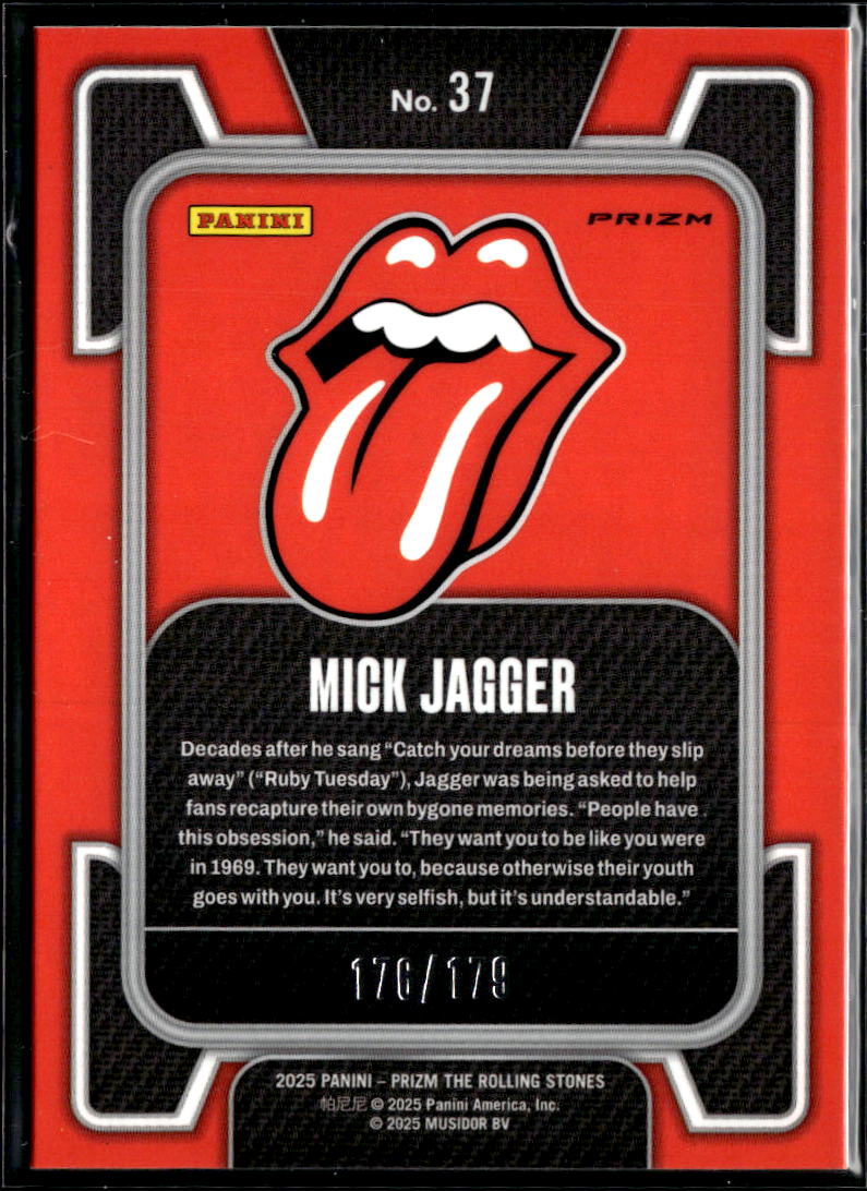 Mick Jagger 2025  Prizm The Rolling Stones Black Red Checker Prizm 176/179 #37