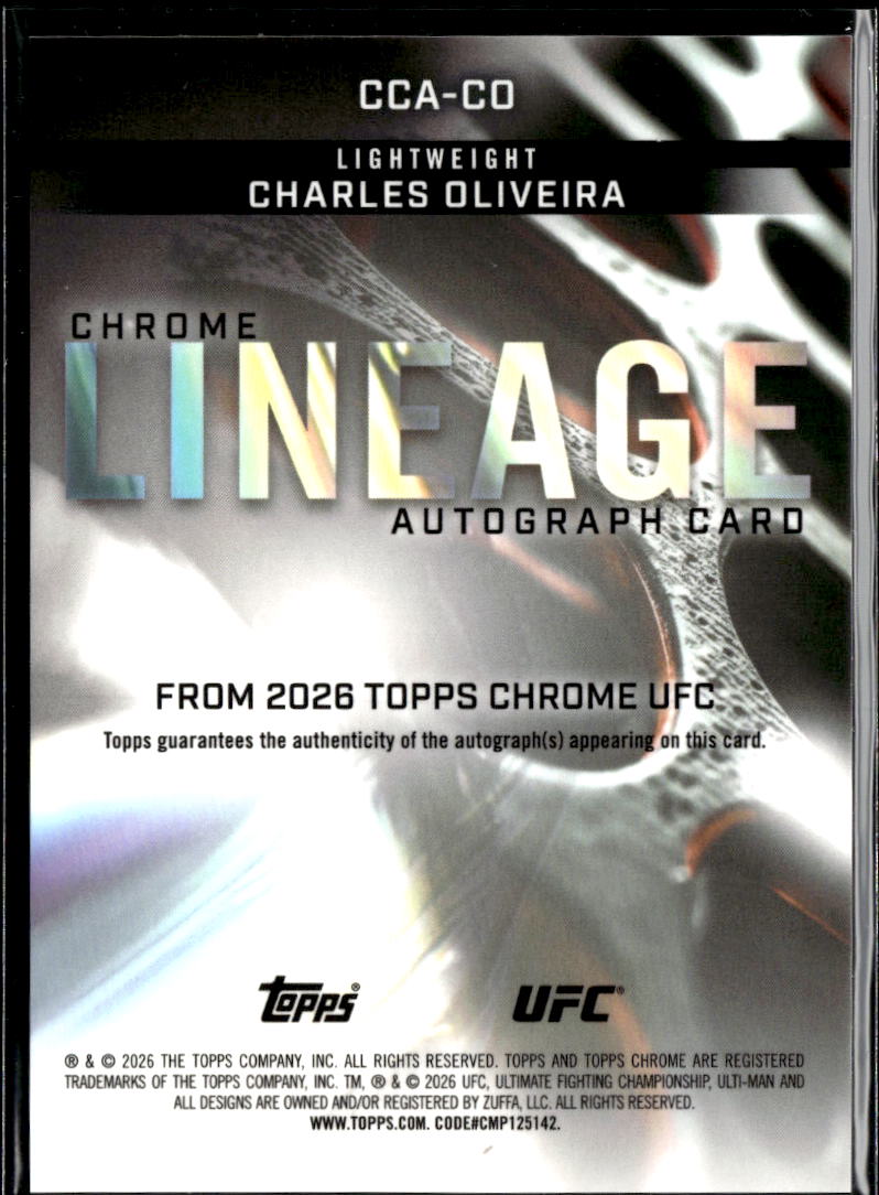Charles Oliveira 2026 Topps Chrome UFC Lineage Auto Autograph