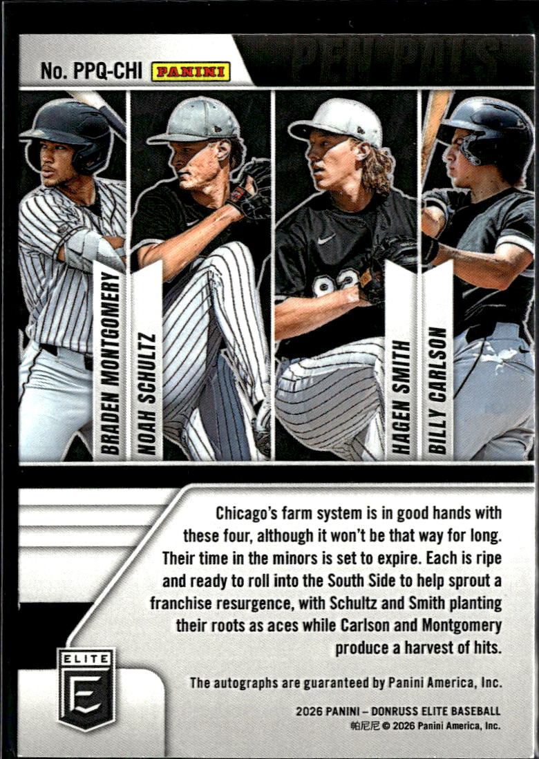 Noah Schultz Smith  Montgomery Carlson 2026 Elite Pen Pals Autograph White Sox