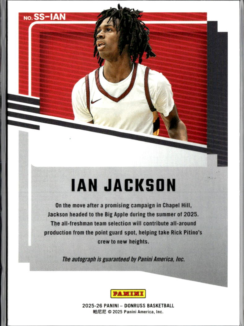 Ian Jackson 2025 Donruss Auto Autograph RC Rookie 9/25 St. John's Red Storm