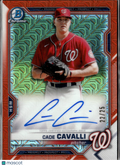 Cade Cavalli 2021 Bowman Chrome Auto Autograph Orange 22/25 Washington Nationals