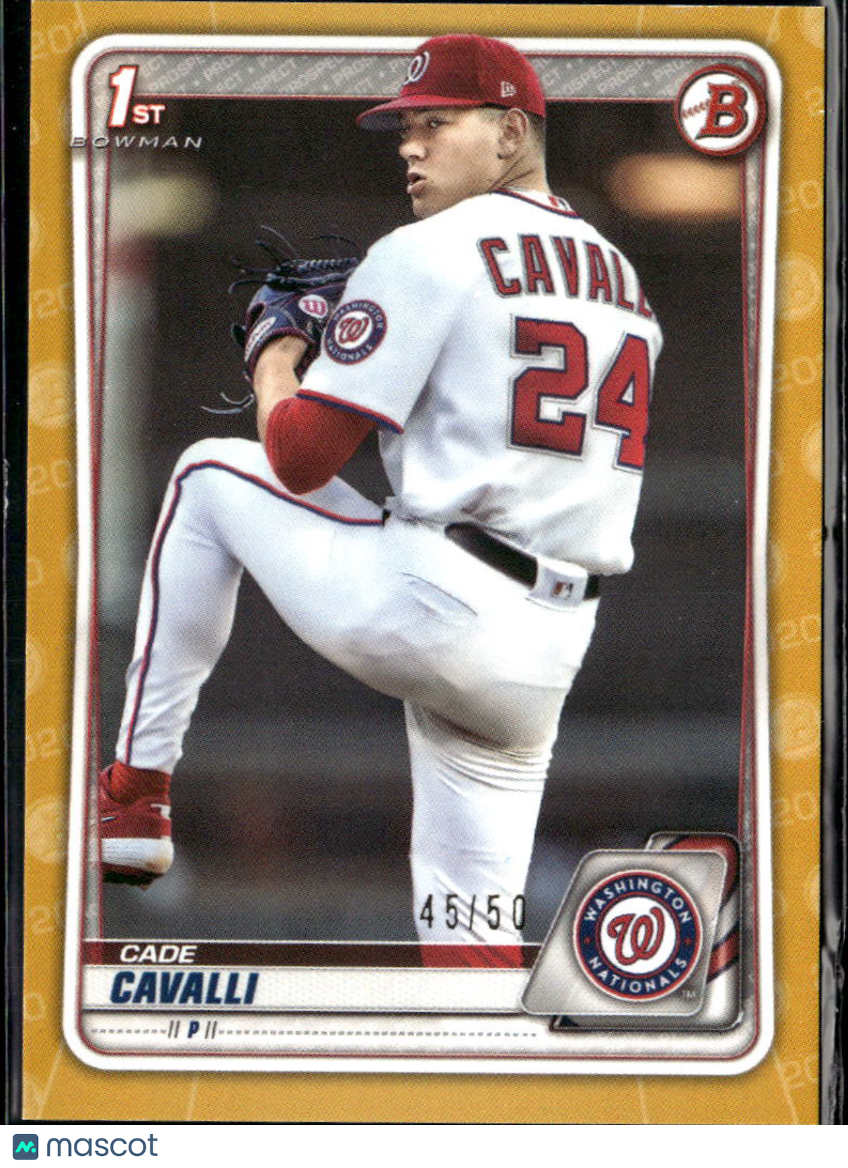 Cade Cavalli 2020 Bowman 1st GOLD Rookie RC 45/50 Washington Nationals