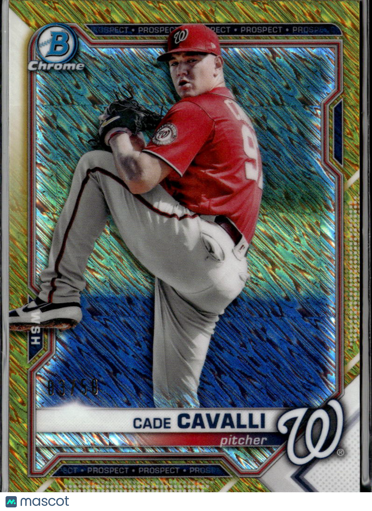 Cade Cavalli 2021 Bowman Chrome GOLD Shimmer Refractor 3/50 Nationals